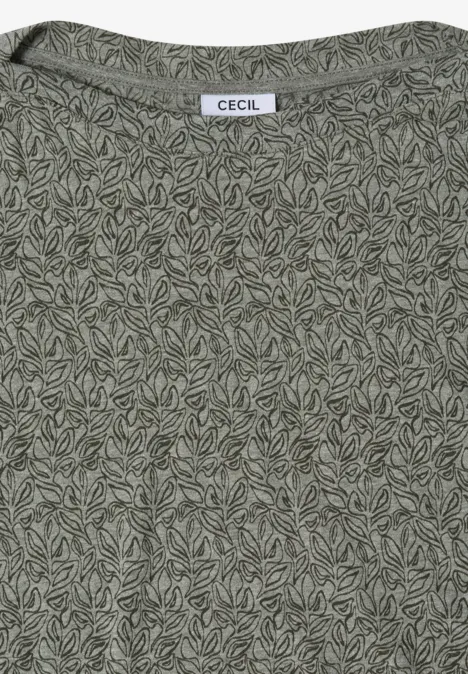 Shirt in burnout look met boothals khaki melange