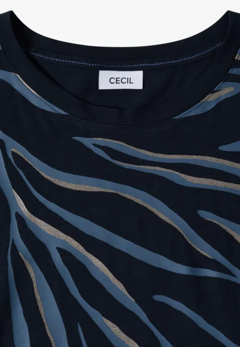 Shirt met ronde hals en frontprint universal blue