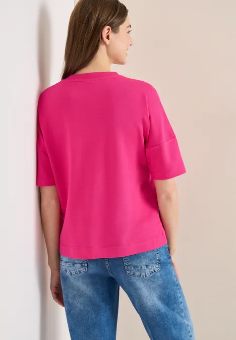T-Shirt mit Rundhals und Knopfdetail beetroot pink