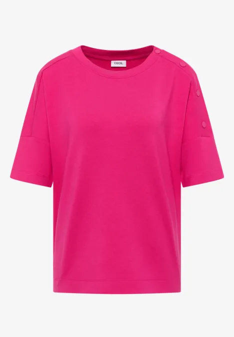 T-Shirt mit Rundhals und Knopfdetail beetroot pink