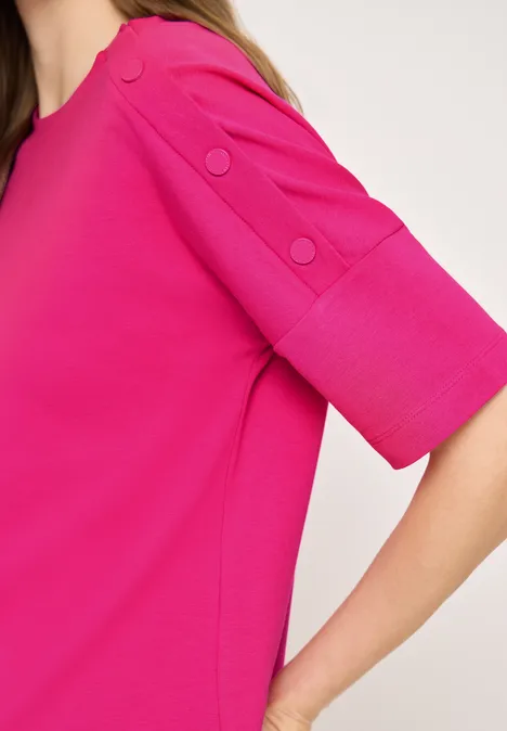 T-Shirt mit Rundhals und Knopfdetail beetroot pink