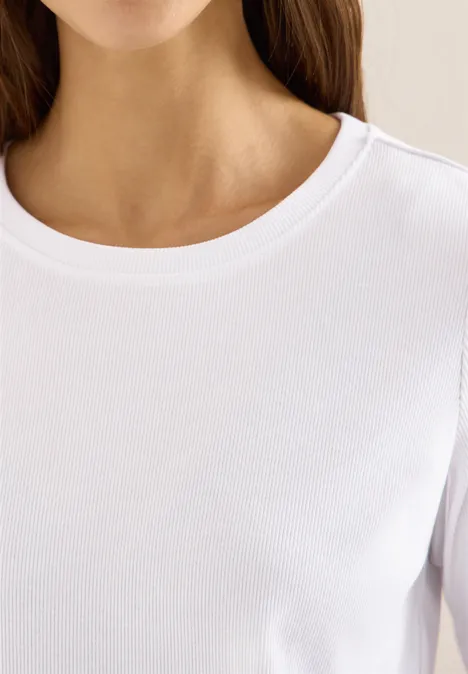 T-shirt basique à structure côtelée White