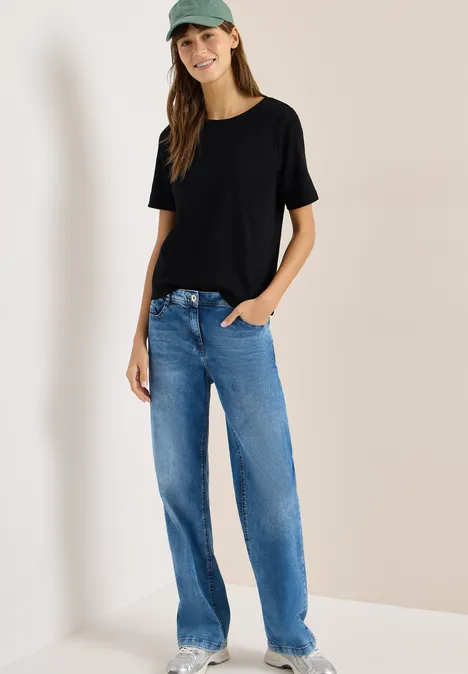 T-shirt basique à structure côtelée Black