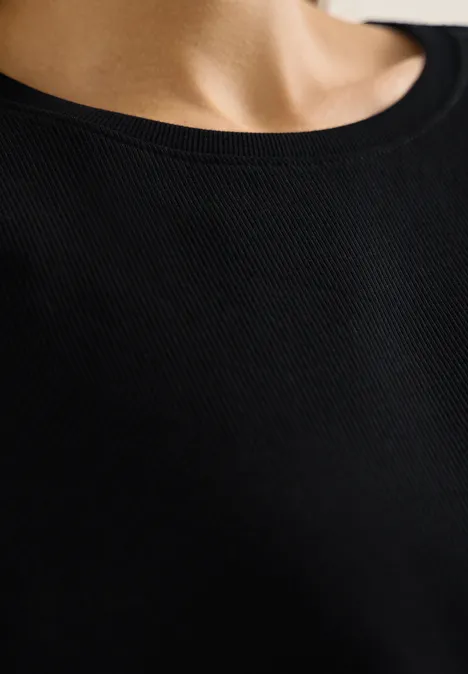 T-shirt basique à structure côtelée Black