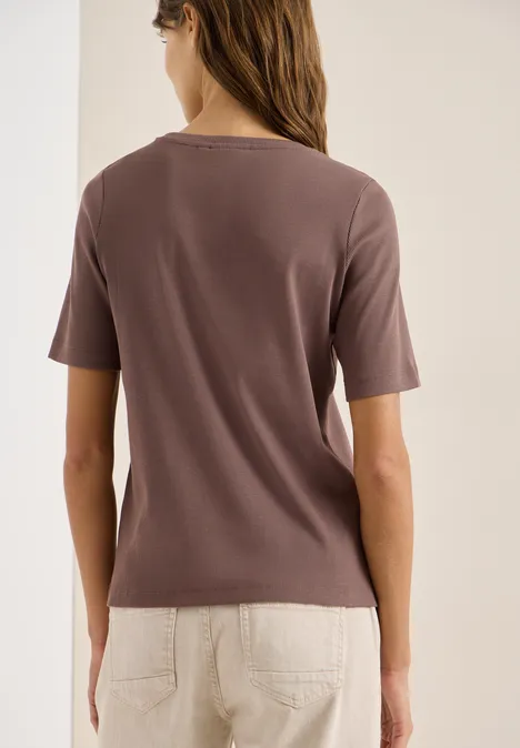 T-shirt basique à structure côtelée urban taupe T-shirt basique à structure côtelée urban taupe