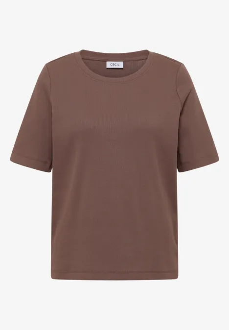 T-shirt basique à structure côtelée urban taupe T-shirt basique à structure côtelée urban taupe