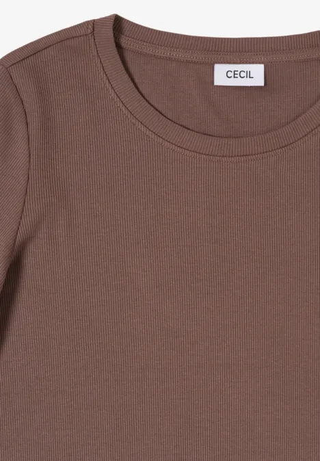 T-shirt basique à structure côtelée urban taupe T-shirt basique à structure côtelée urban taupe