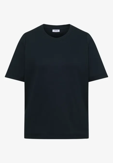 Schlichtes schwarzes T-Shirt mit kurzen Ärmeln und Rundhalsausschnitt