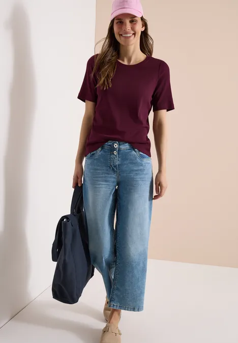 Basic geribd Shirt sweet grape red Basic geribd Shirt sweet grape red