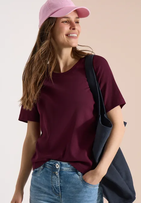 Basic geribd Shirt sweet grape red Basic geribd Shirt sweet grape red