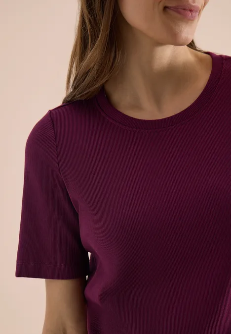 Basic geribd Shirt sweet grape red Basic geribd Shirt sweet grape red