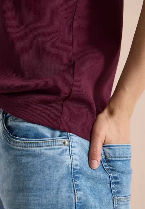 Basic geribd Shirt sweet grape red Basic geribd Shirt sweet grape red