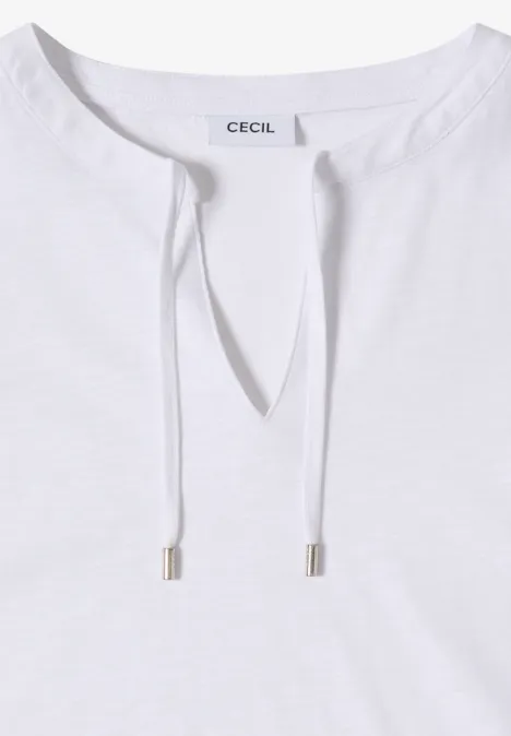 Shirt met korte mouwen en gespleten hals White