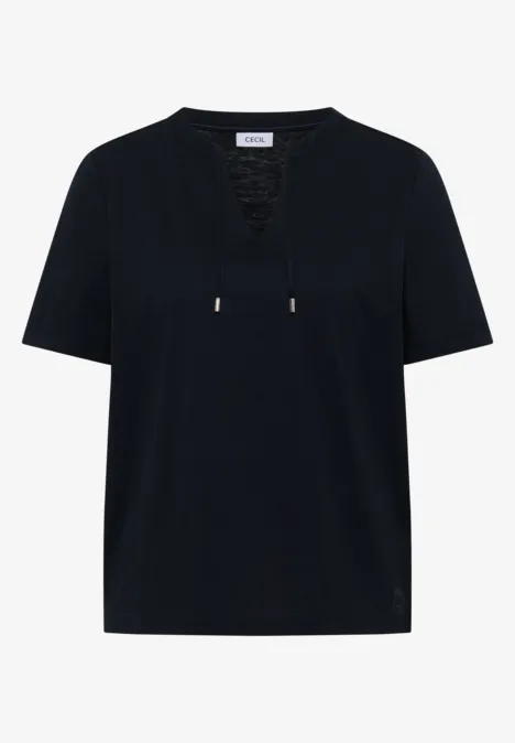 Shirt met korte mouwen en gespleten hals universal blue