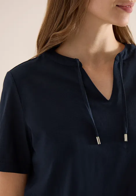 Shirt met korte mouwen en gespleten hals universal blue