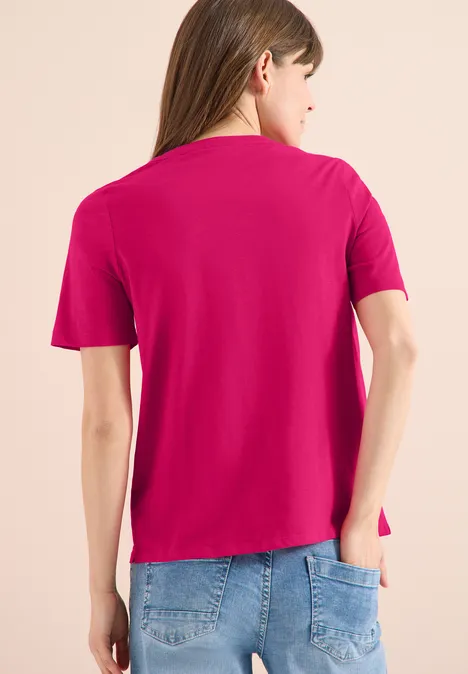 Shirt met korte mouwen en gespleten hals beetroot pink Shirt met korte mouwen en gespleten hals beetroot pink
