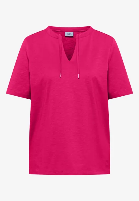 Shirt met korte mouwen en gespleten hals beetroot pink Shirt met korte mouwen en gespleten hals beetroot pink