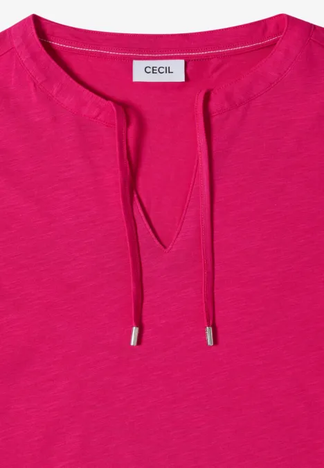 Shirt met korte mouwen en gespleten hals beetroot pink Shirt met korte mouwen en gespleten hals beetroot pink