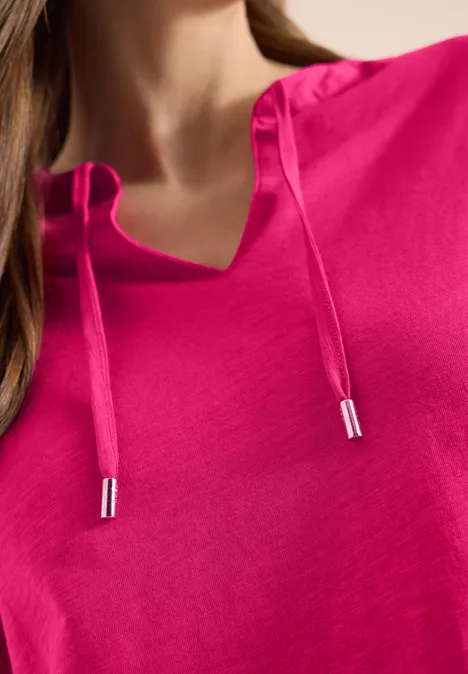 Shirt met korte mouwen en gespleten hals beetroot pink Shirt met korte mouwen en gespleten hals beetroot pink