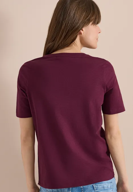 Kurzarm Shirt mit Split Neck sweet grape red Kurzarm Shirt mit Split Neck sweet grape red