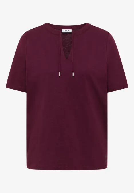 Kurzarm Shirt mit Split Neck sweet grape red Kurzarm Shirt mit Split Neck sweet grape red