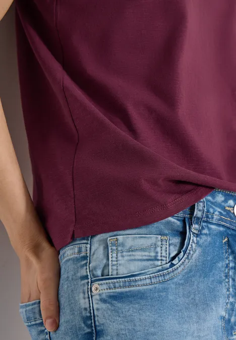 Kurzarm Shirt mit Split Neck sweet grape red Kurzarm Shirt mit Split Neck sweet grape red