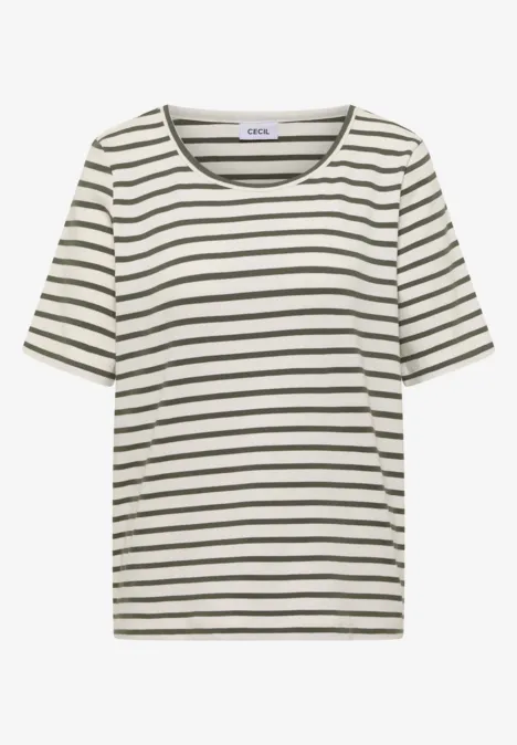 Basic T-Shirt in Rippstruktur khaki