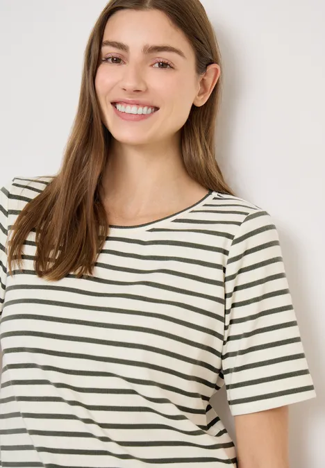 Basic T-Shirt in Rippstruktur khaki