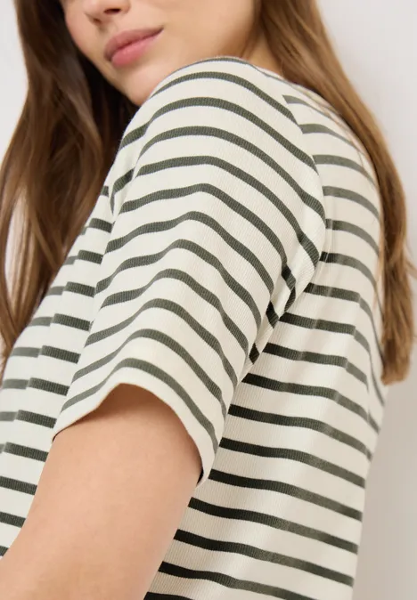 Basic T-Shirt in Rippstruktur khaki