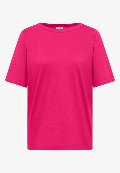 Shirt met strepen in een 2-pack vanilla white/beetroot pink Een effen felroze T-shirt met korte mouwen en ronde hals.