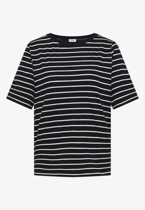 Shirt met strepen in een 2-pack vanilla white/universal blue Zwart T-shirt met witte horizontale strepen