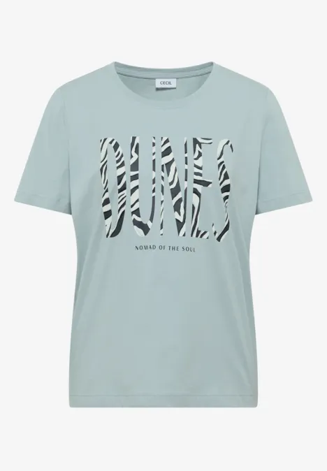 T-Shirt mit Rundhals und Frontprint crystal mint Hellgrünes T-Shirt mit zebramusternden Schriftzug 'OBJECT' und kleinem Text 'SENSE OF THE WILD'.