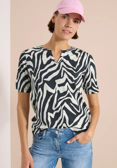 T-Shirt mit Split Neck mit Print palm breeze green T-Shirt mit Split Neck mit Print palm breeze green