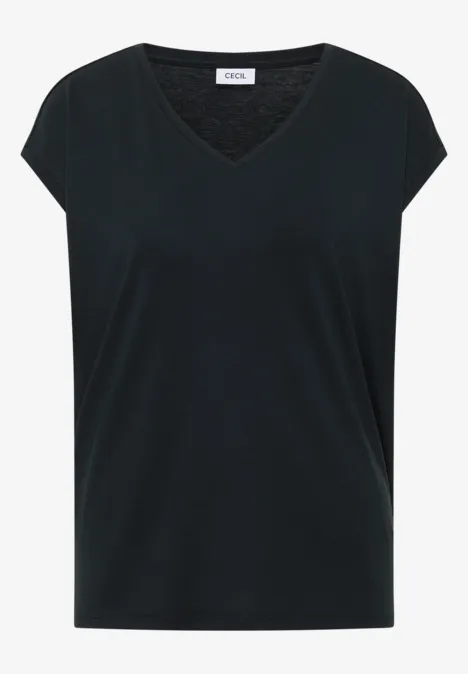 Chemise dropped shoulder avec col en V palm breeze green Schwarzes Damen-T-Shirt mit V-Ausschnitt und kurzen Ärmeln