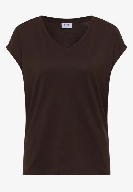 Schwarzes, ärmelloses Damen-T-Shirt mit V-Ausschnitt und COOL-Label.