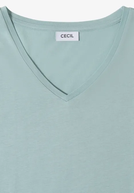 Shirt met overhangende schouders en V-hals crystal mint Pastelgroen T-shirt in zachte jersey met V-hals en merklabel 'CECIL'.