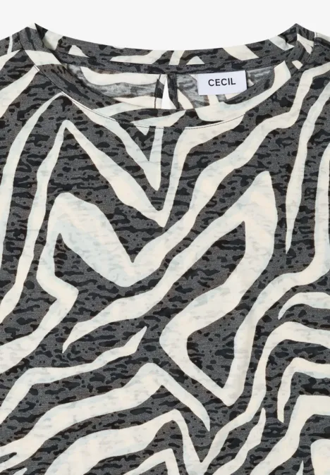 Wit T-shirt met zwart zebraprint van het merk CECIL.
