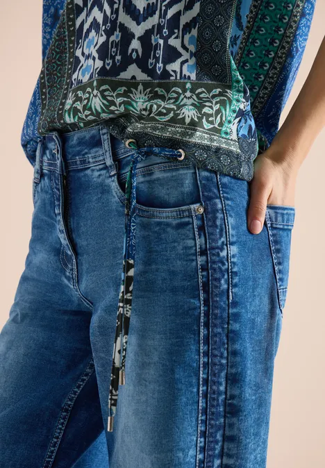 Shirt mit Boat Neck und Patchwork-Print universal blue