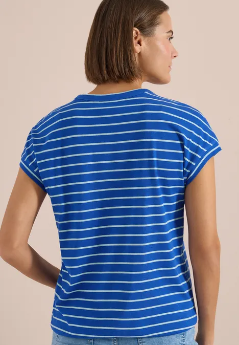 Shirt met ronde hals en strepen surf blue