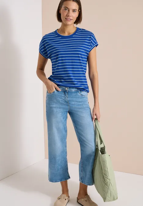 Shirt met ronde hals en strepen surf blue