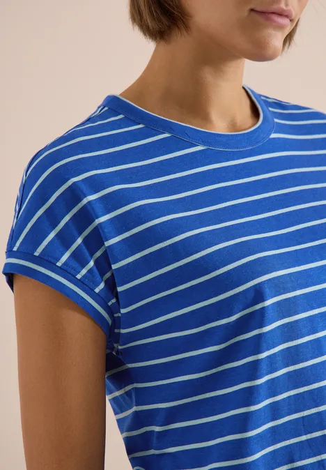 Shirt met ronde hals en strepen surf blue