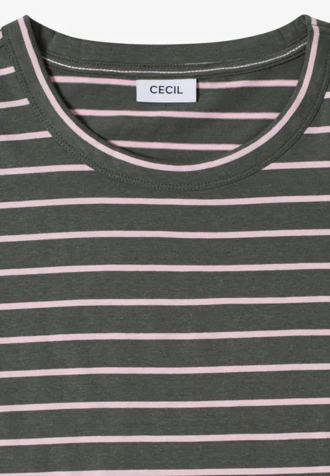 T-Shirt mit Rundhals und Streifen khaki T-Shirt mit Rundhals und Streifen khaki