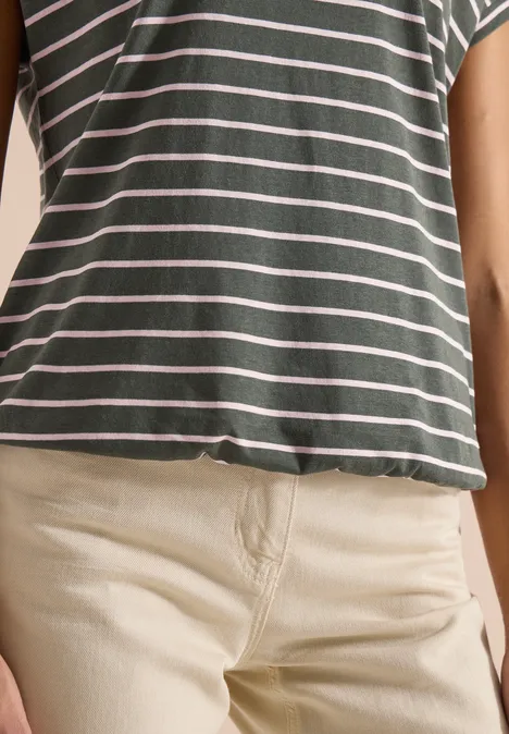 T-Shirt mit Rundhals und Streifen khaki T-Shirt mit Rundhals und Streifen khaki