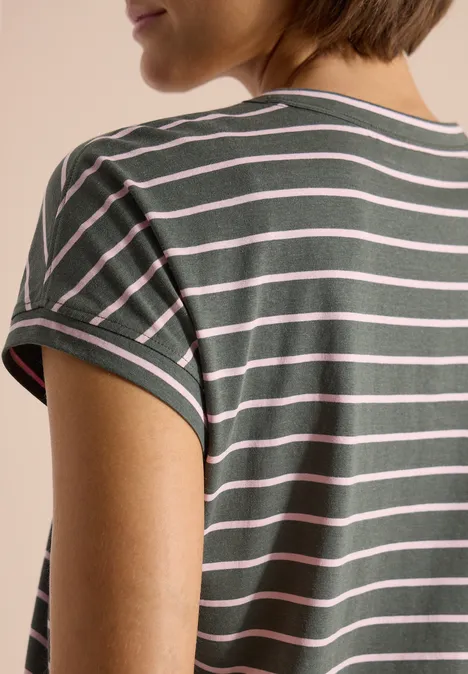 T-Shirt mit Rundhals und Streifen khaki T-Shirt mit Rundhals und Streifen khaki