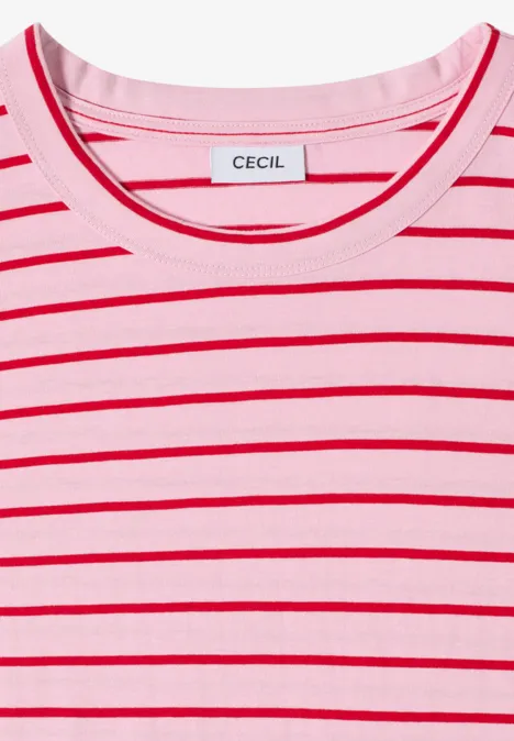 Koszulka z okrągłym dekoltem i w paski light blush rose