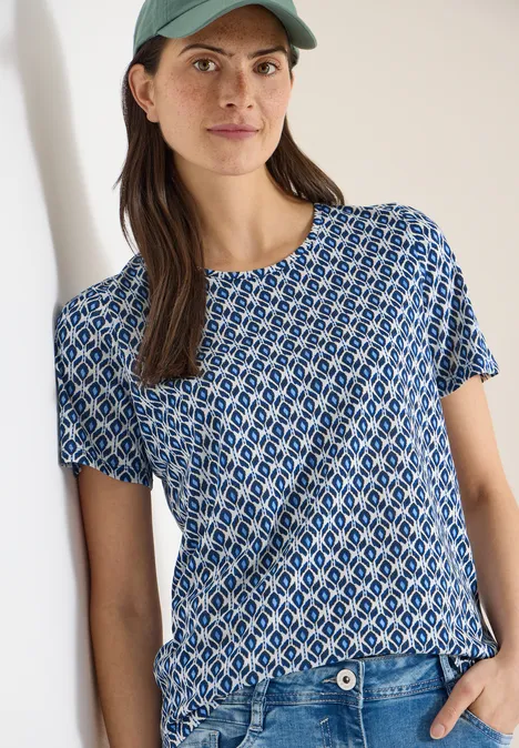 Basic Shirt met minimale print universal blue