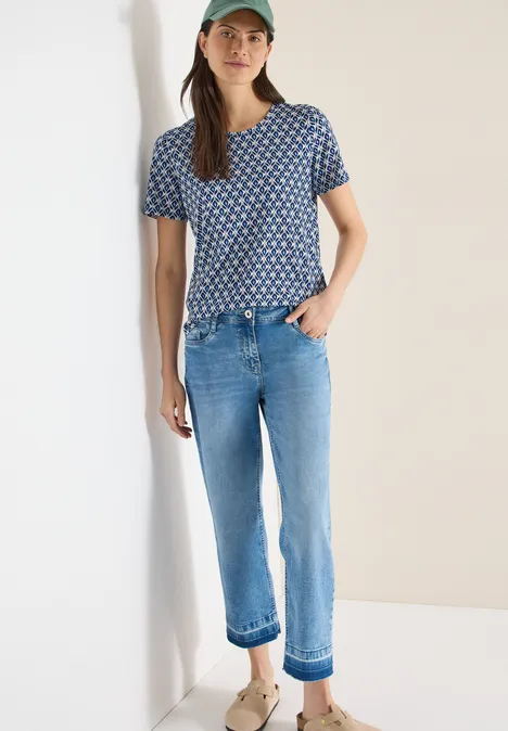 Basic Shirt met minimale print universal blue