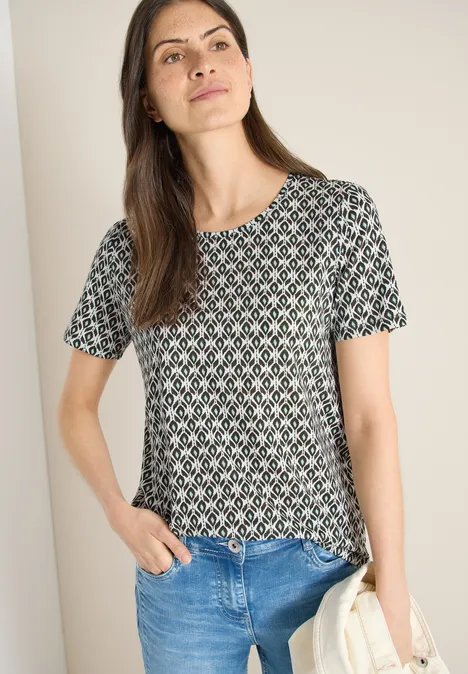 Basic T-Shirt mit Minimal Print khaki