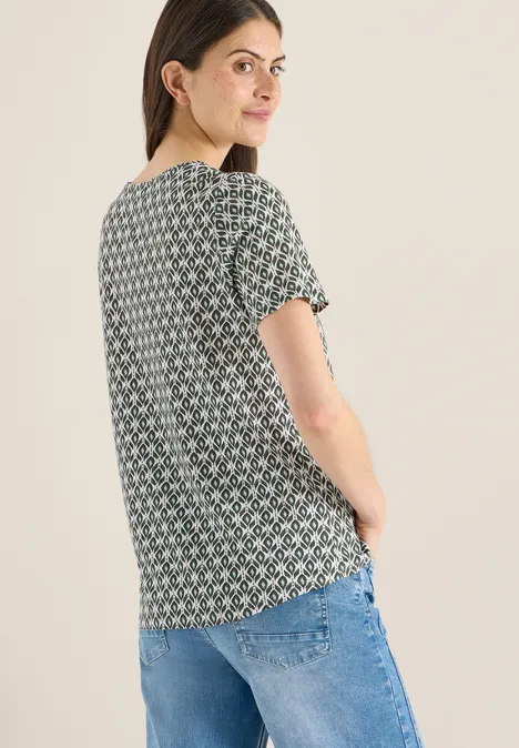 Basic T-Shirt mit Minimal Print khaki