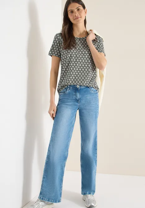 Basic T-Shirt mit Minimal Print khaki